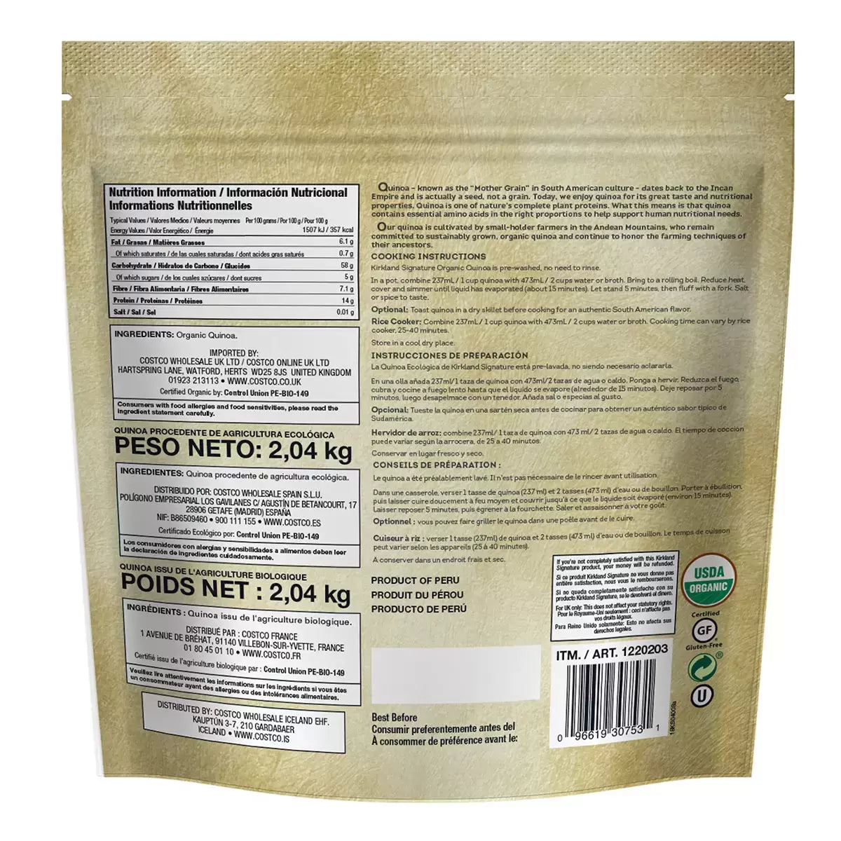 Kirkland Signature Organic Quinoa - 2 kg