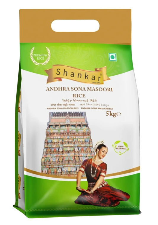 Shankar Andhra Sona Masoori Rice 5 kg – Premium Indian Medium Grain Rice